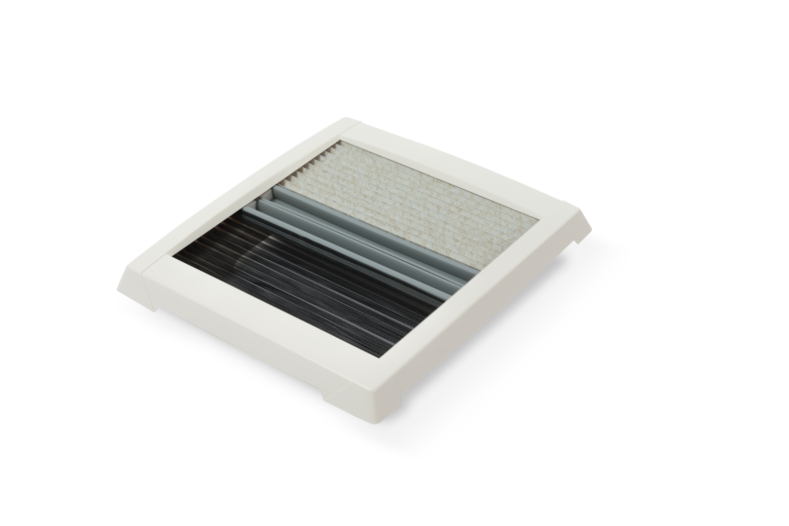 MPK Plissee-Innenrahmen VisionVent S pro 280x280 mm in cremeweiß mit zugezogenen Plissees