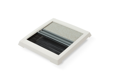 MPK Plissee-Innenrahmen VisionVent S pro 280x280 mm in cremeweiß mit zugezogenen Plissees