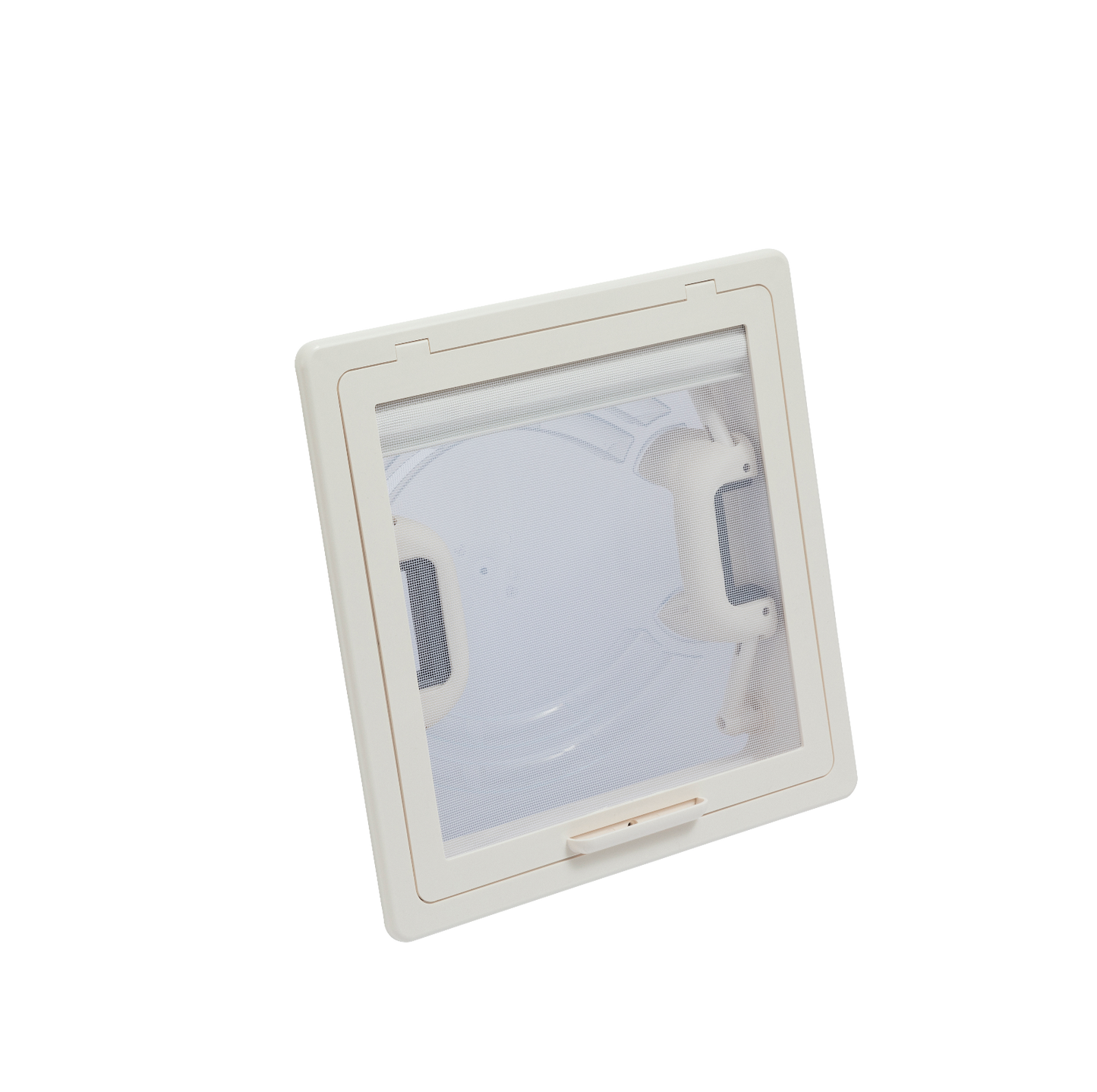 MPK Dachhaube Modell VisionVent S  in cremeweiß mit Moskitonetzrahmen und Rollo