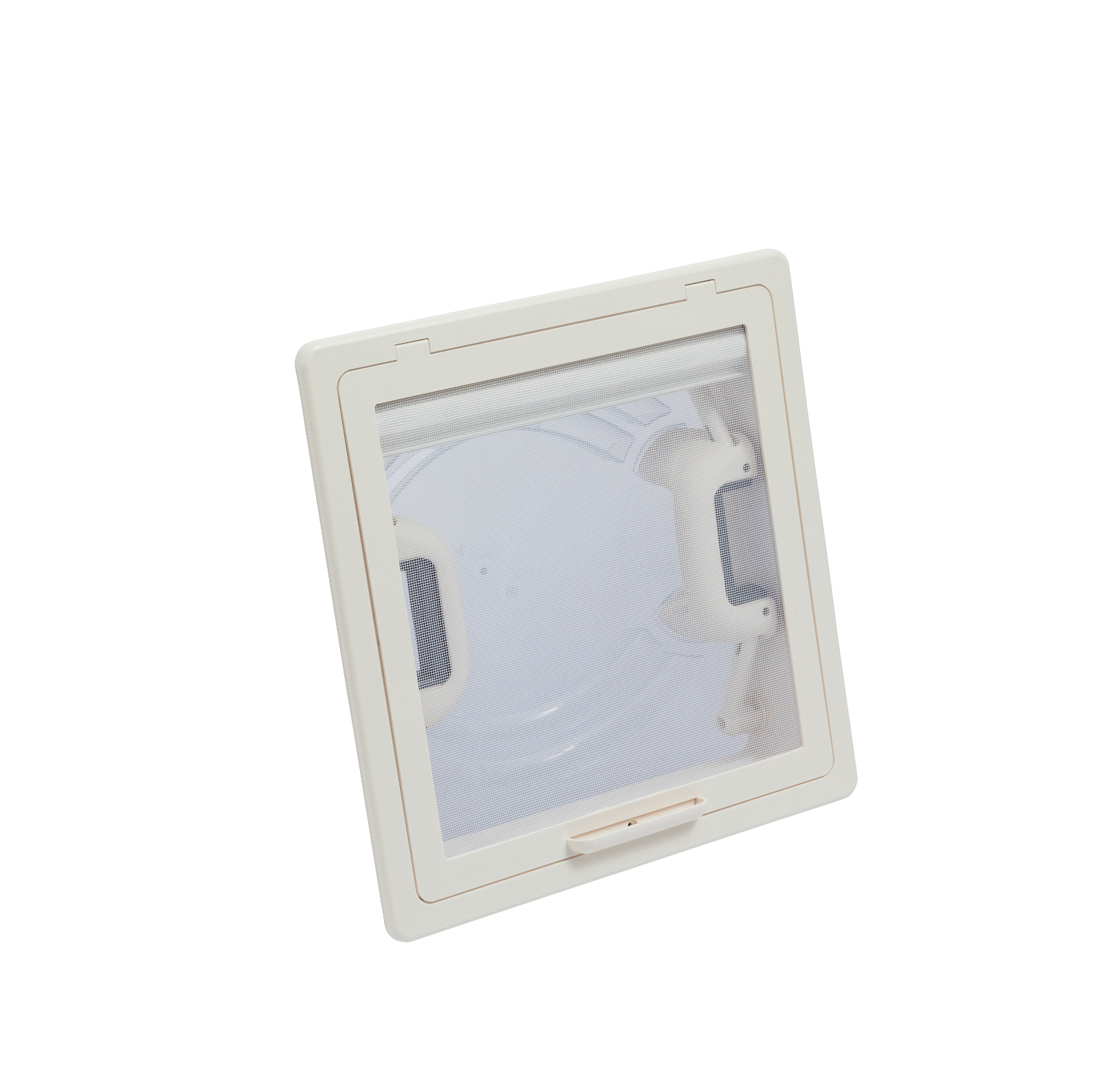 MPK Dachhaube Modell VisionVent S  in cremeweiß mit Moskitonetzrahmen und Rollo