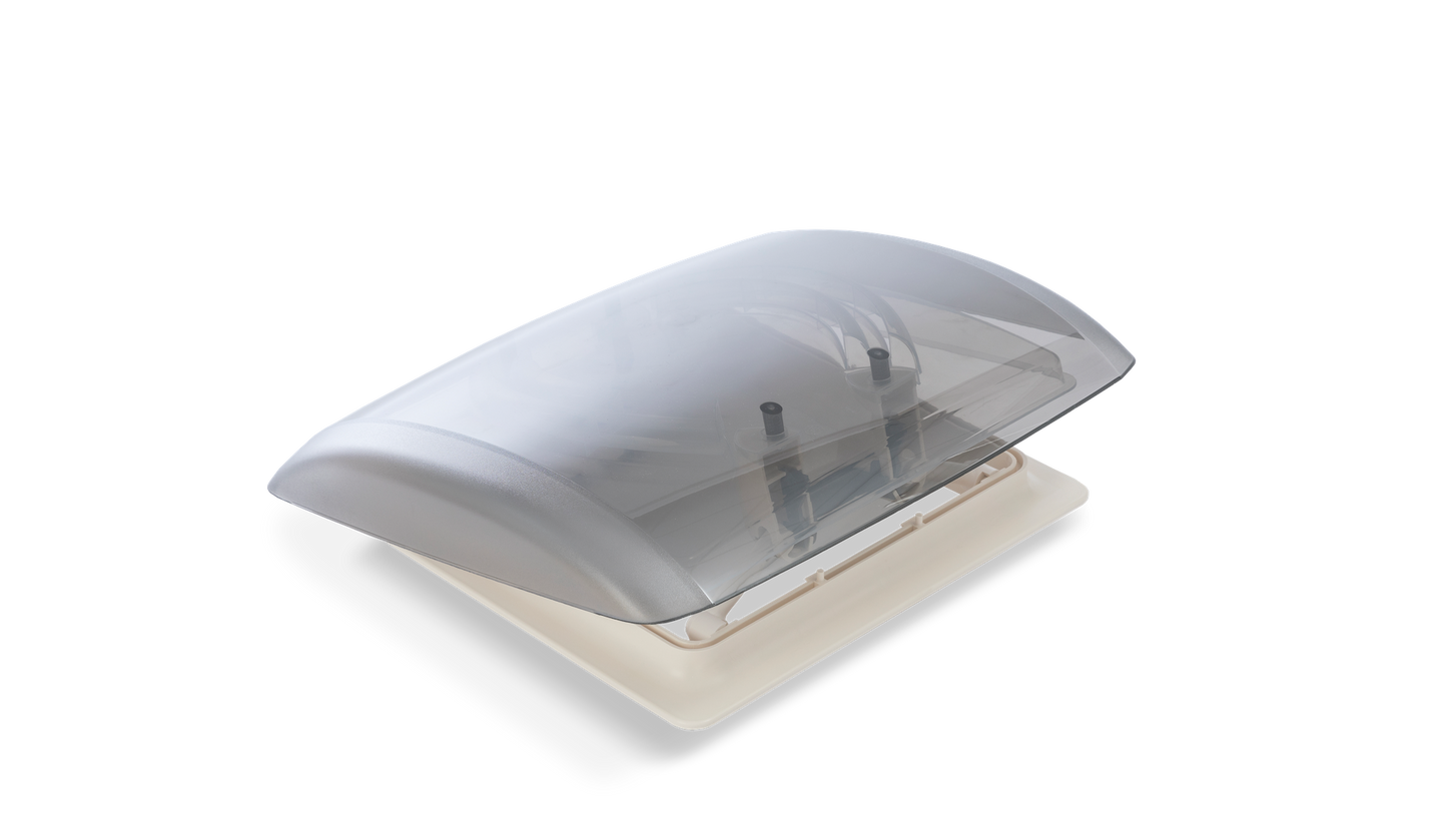 einseitig geöffnete MPK Dachhaube Modell VisionVent S  in cremeweiß