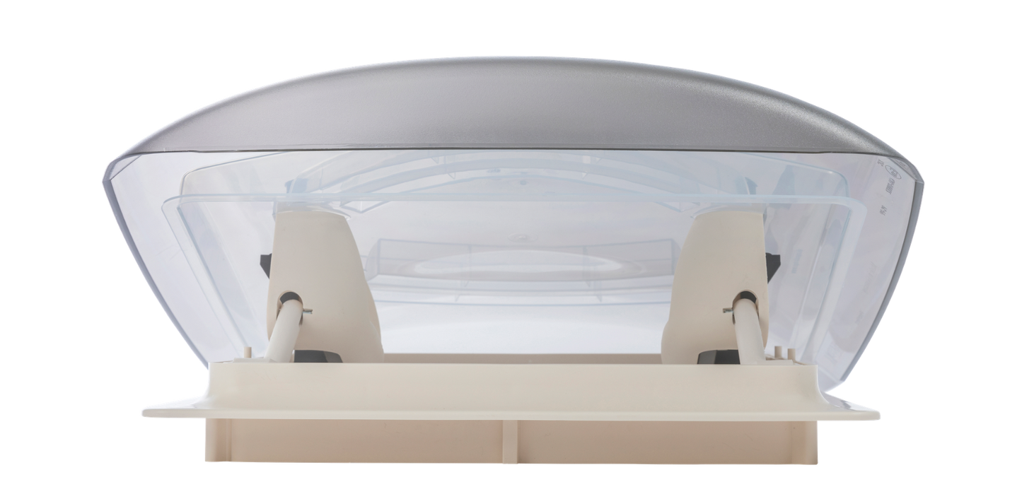einseitig geöffnete MPK Dachhaube Modell VisionVent S  in cremeweiß