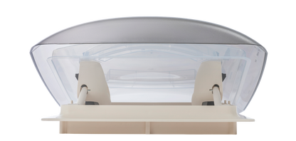 einseitig geöffnete MPK Dachhaube Modell VisionVent S  in cremeweiß