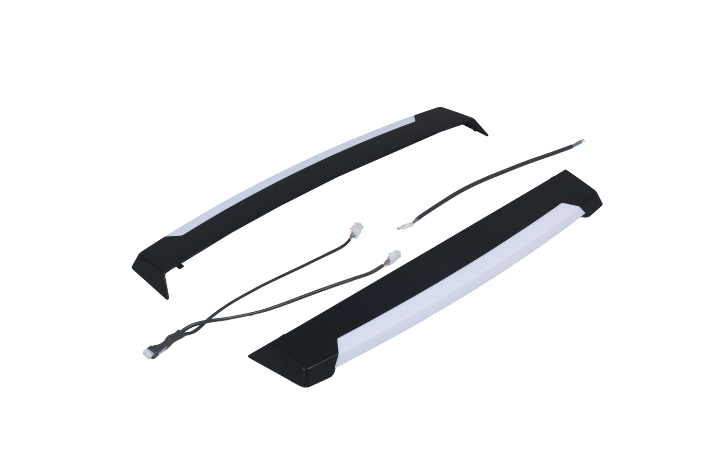 MPK LED-Seitenblenden für 40x40 cm Plissee-Innenrahmen in der Farbe schwarz mit Polyswitch- und Anschlusskabel