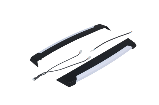 MPK LED-Seitenblenden für 40x40 cm Plissee-Innenrahmen in der Farbe schwarz mit Polyswitch- und Anschlusskabel