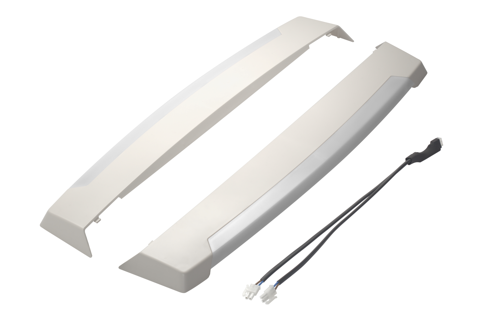 MPK LED-Seitenblenden für 40x40 cm Plissee-Innenrahmen in der Farbe cremeweiß und Polyswitchkabel