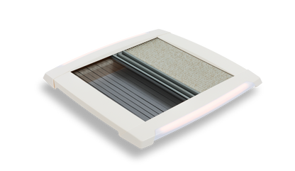 MPK Plissee-Innenrahmen VisionStar M 400x400 mm in cremeweiß mit LED und zugezogenen Plissees