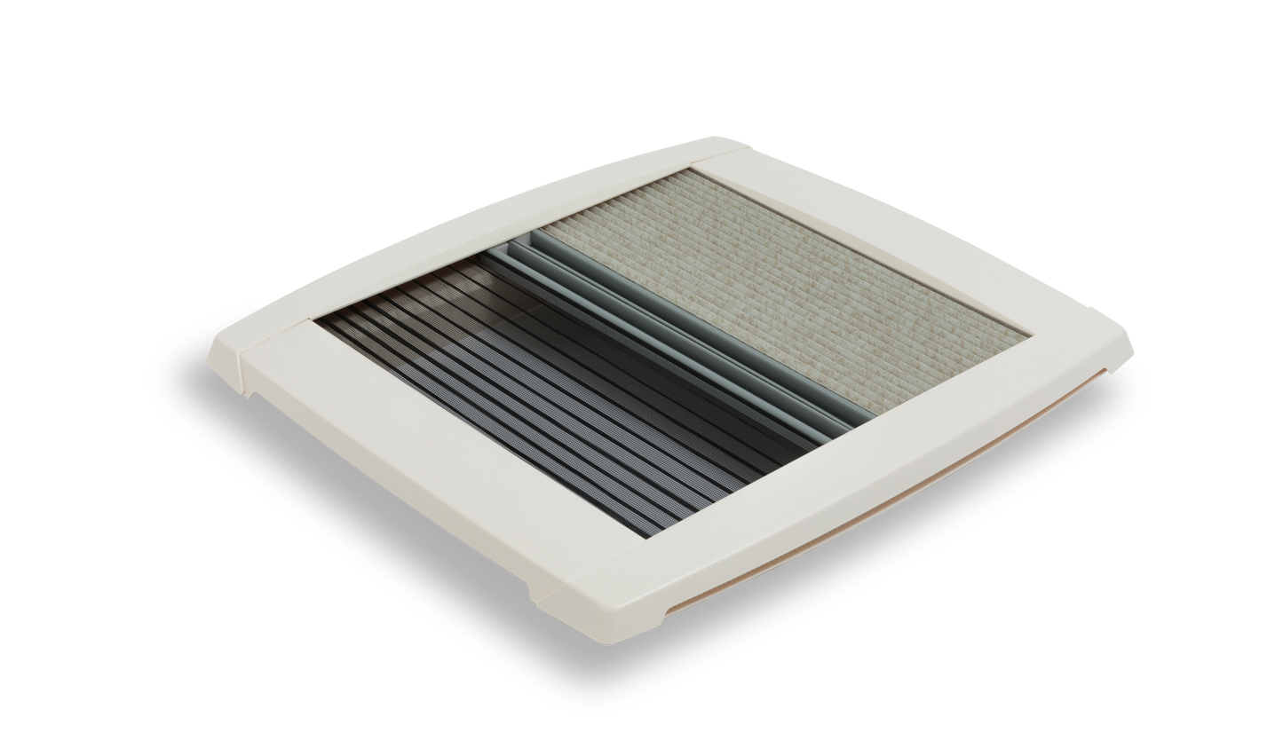 MPK Plissee-Innenrahmen VisionStar M 400x400 mm in cremeweiß mit zugezogenen Plissees