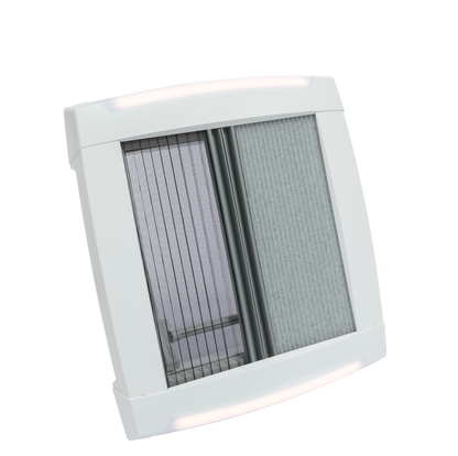 MPK Dachhaube VisionStar M mit LED in signalweiß mit zugezogenen Plissees