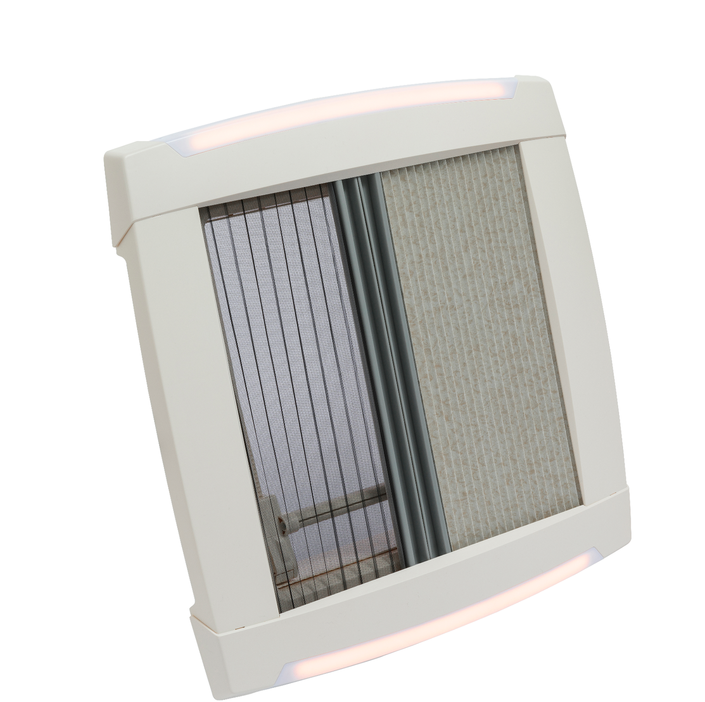 MPK Dachhaube VisionStar M mit LED in cremweiß mit zugezogenen Plissees