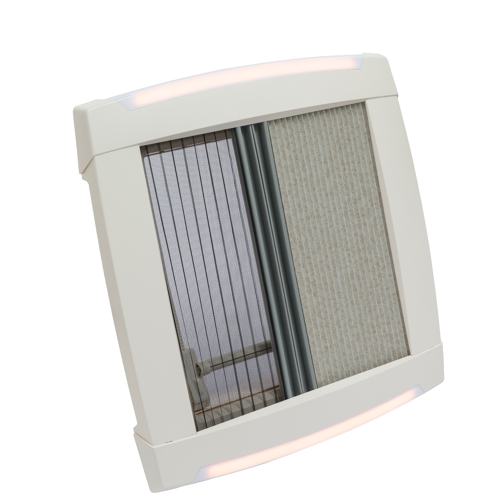 MPK Dachhaube VisionStar M mit LED in cremweiß mit zugezogenen Plissees