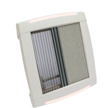 MPK Dachhaube VisionStar M mit LED in cremweiß mit zugezogenen Plissees