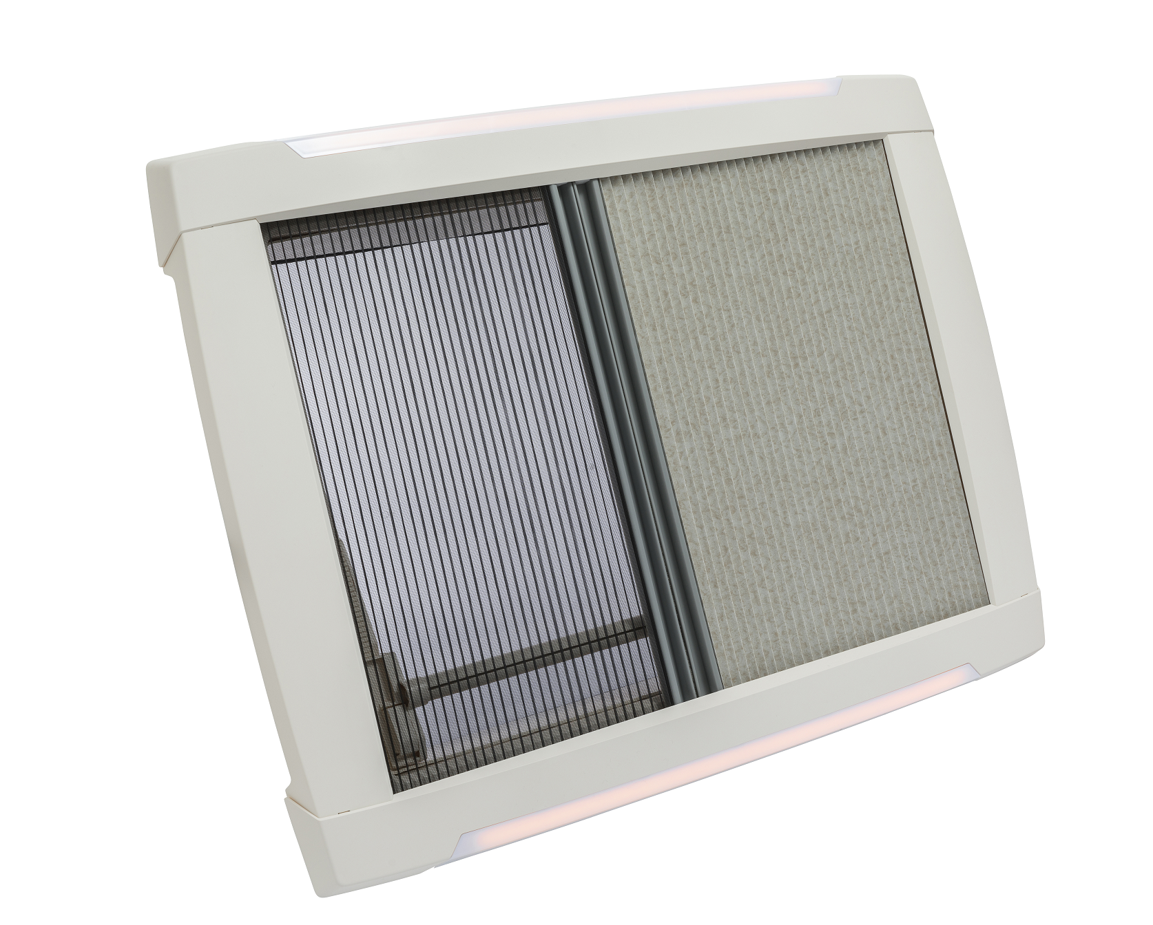 MPK Dachhaube VisionStar L mit LED in cremweiß mit zugezogenen Plissees