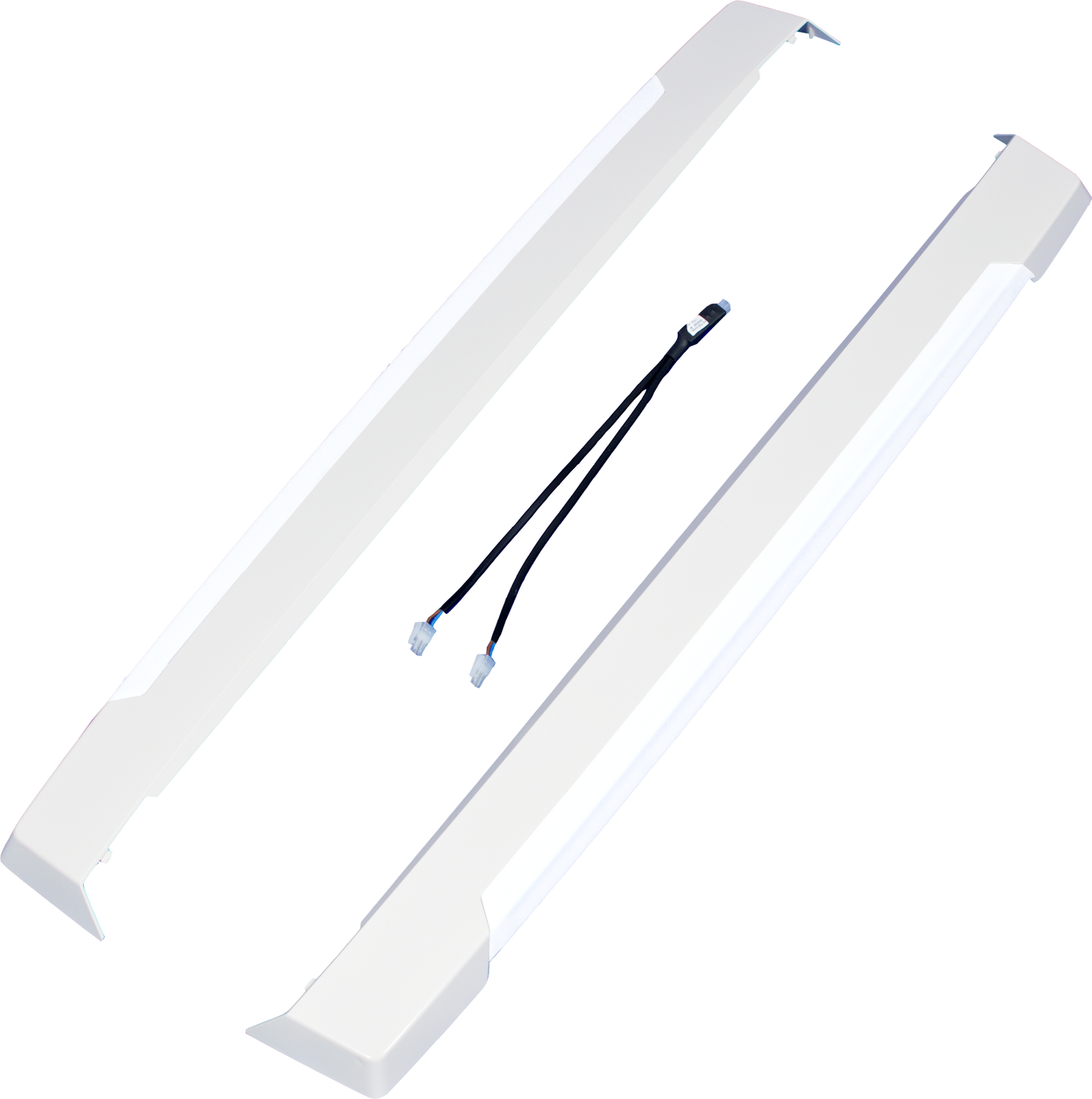 Signalweiße Seitenblenden mit LED für MPK-Dachhaube VisionStar L mit Polyswitch-Kabel als Nachrüst-Set
