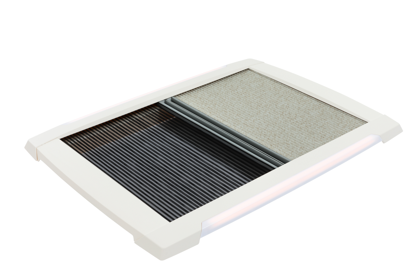 MPK Plissee-Innenrahmen VisionStar L 700x500 mm mit LED und zugezogenen Plissees in cremeweiß