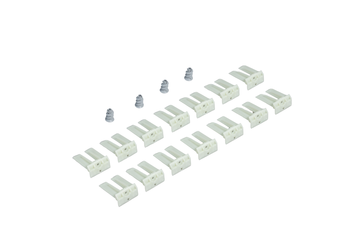 Befestigungsteile-Set für VisionStar L bestehend aus 14 Stück Seitenklammer und 4 Stück Kunststoffschrauben